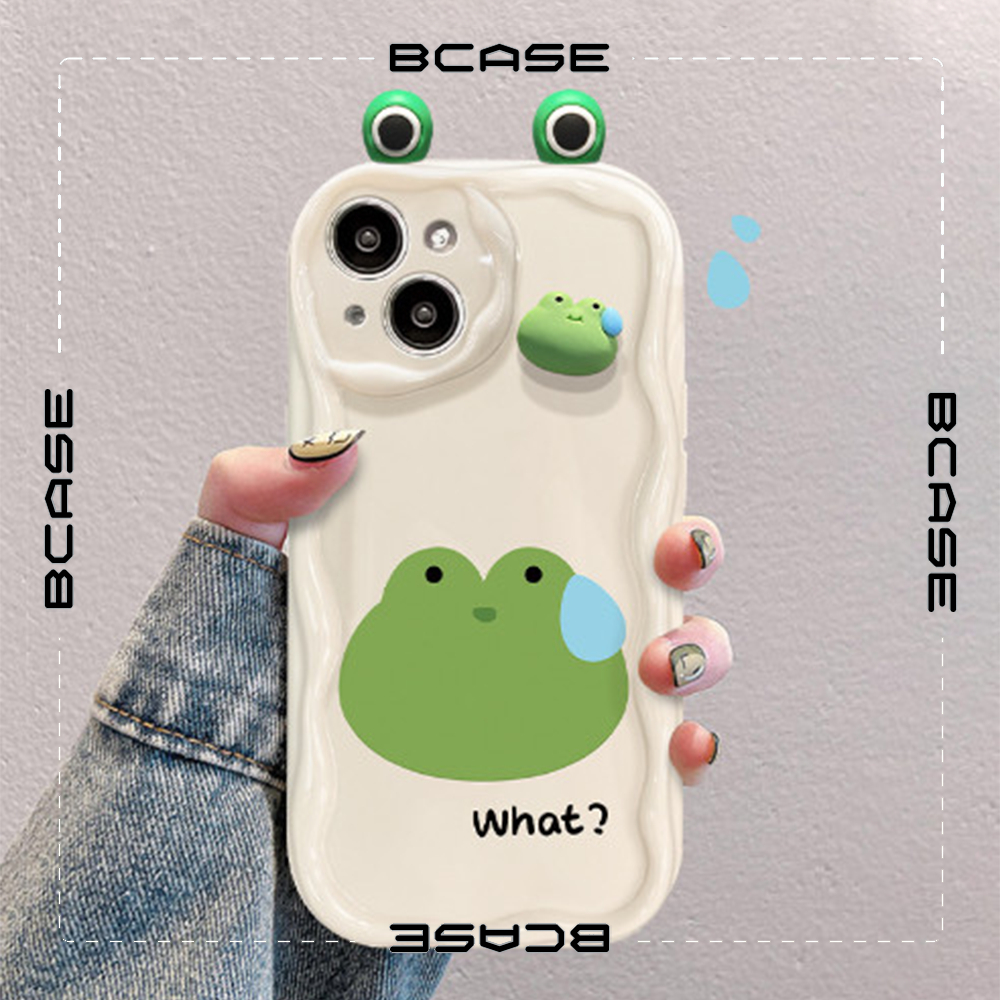 Ốp lưng iphone Viền Nổi Cạnh Sóng Gắn tai Ếch xanh dễ thương cho 6s/6splus/7/7plus/8/8plus/x/11/12/13/14/max/prm xx63