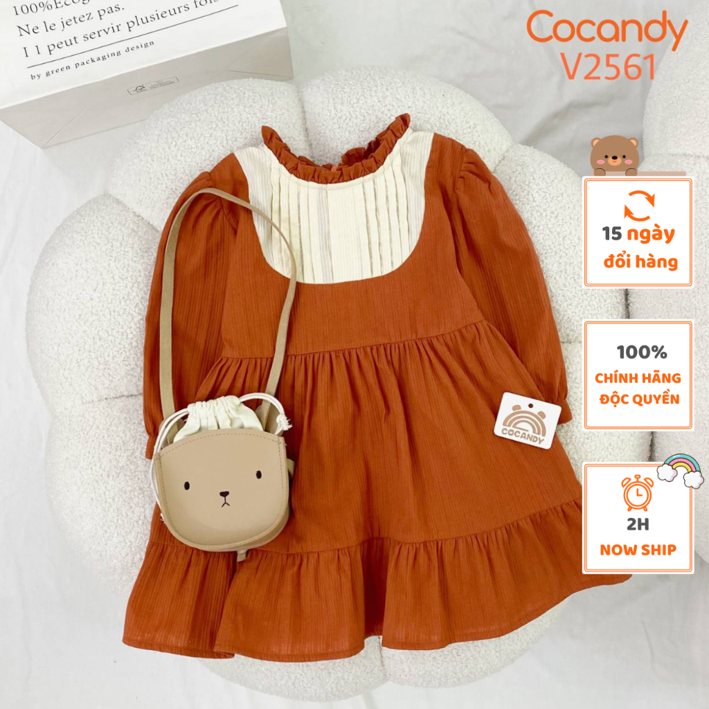 Váy cho bé -Váy dài ĐỎ đuôi cá cổ BE xếp ly cho bé của COCANDY mã V2561,V0571