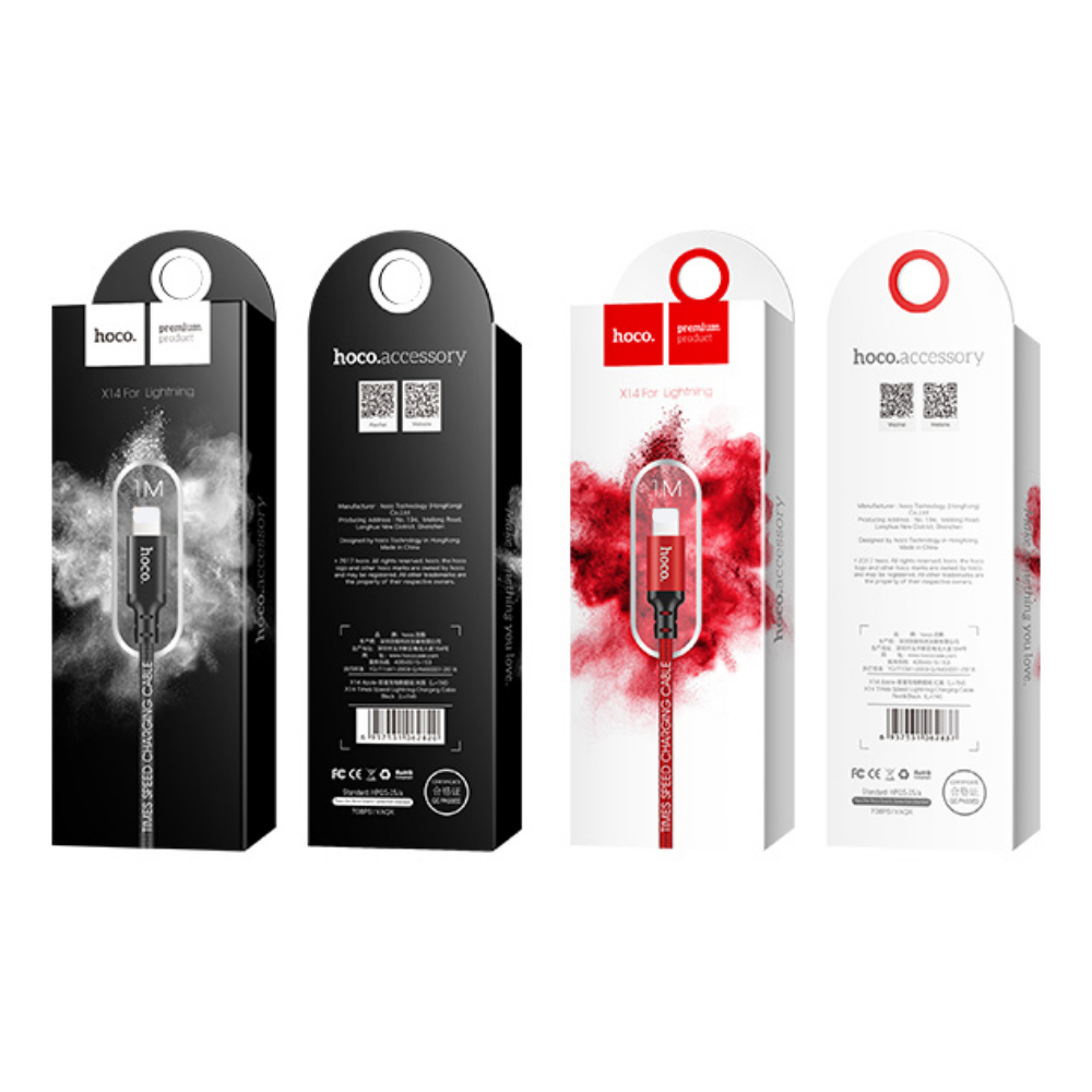 Dây sạc nhanh Hoco X14 dây dù siêu bền cho IP/tablet, dài 1M,2M
