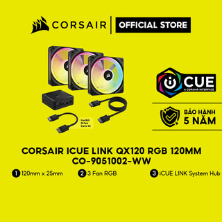 Quạt máy tính Corsair iCUE LINK QX120 RGB, Magnetic Dome RGB Fan,Starter Kit