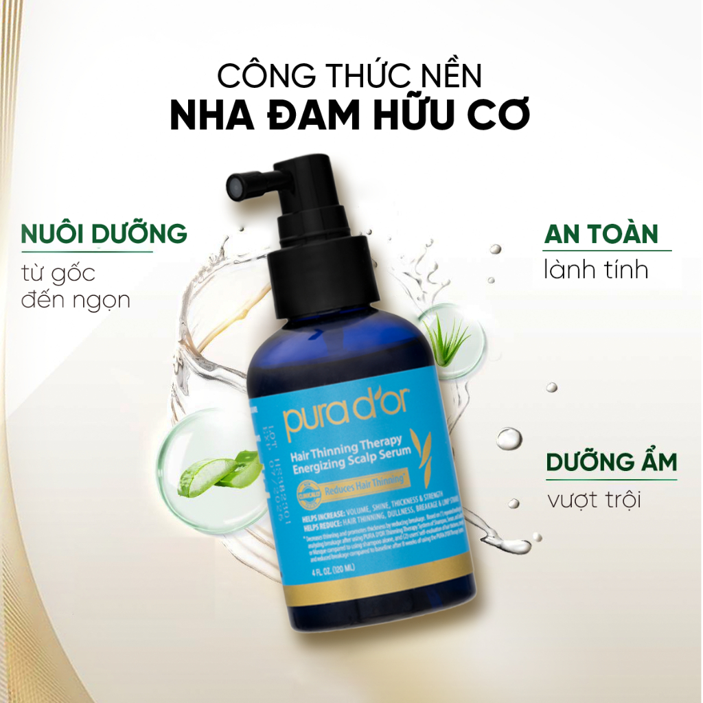 Tinh Chất Dưỡng Tóc Hair Thinning Therapy Energizing Scalp Serum 120ML Organic PURA DOR