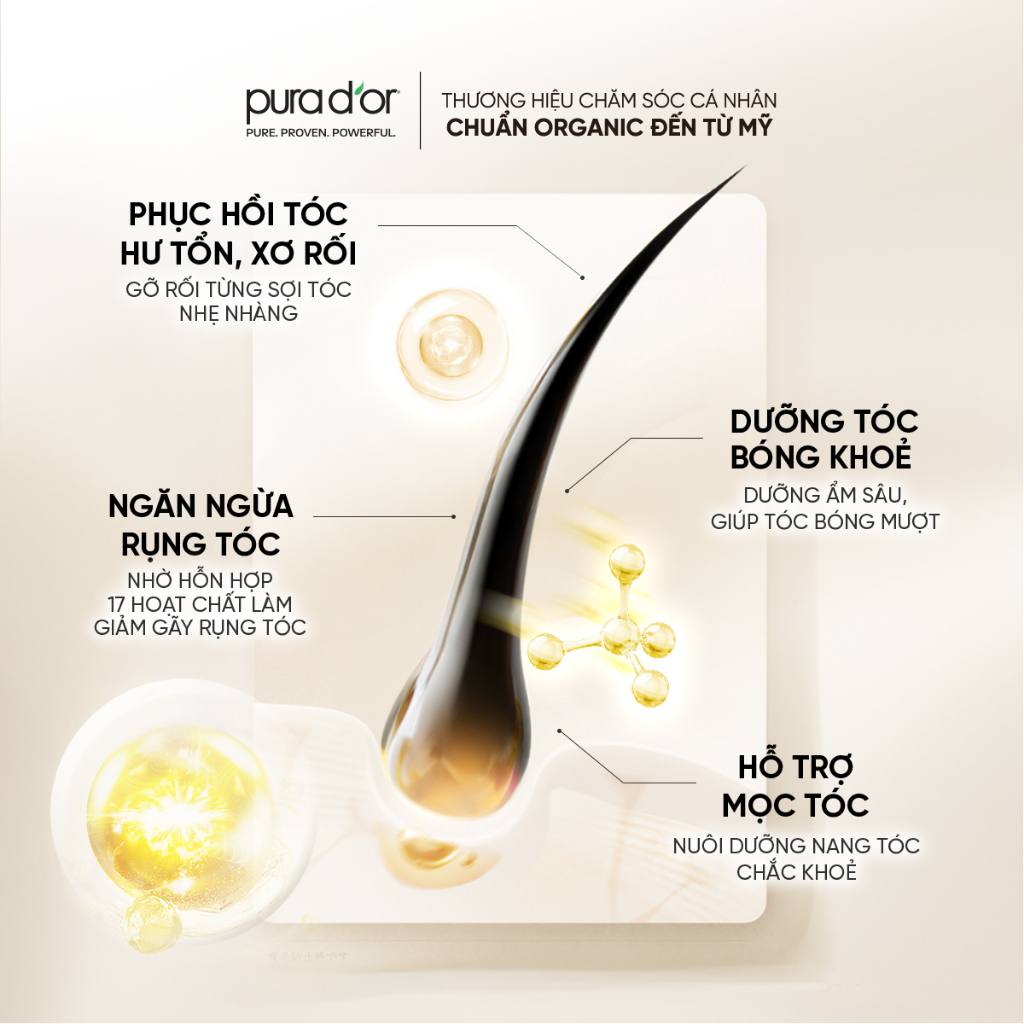 Combo Dầu Gội Dầu Xả Biotin Gold Label 236ML 473ML Organic Giảm Rụng Tóc PURA DOR