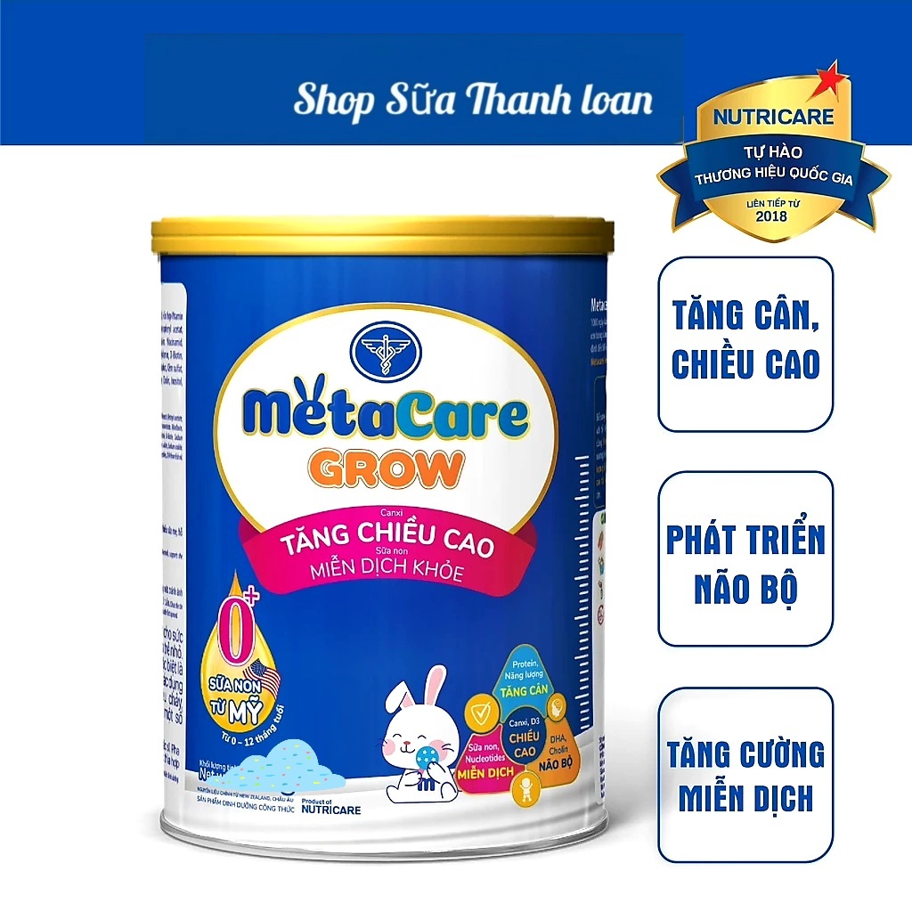 [HSD T11-2025] Sữa Bột Nutricare MetaCare GROW 0+ 850g Tăng Chiều Cao Và Miễn Dịch.