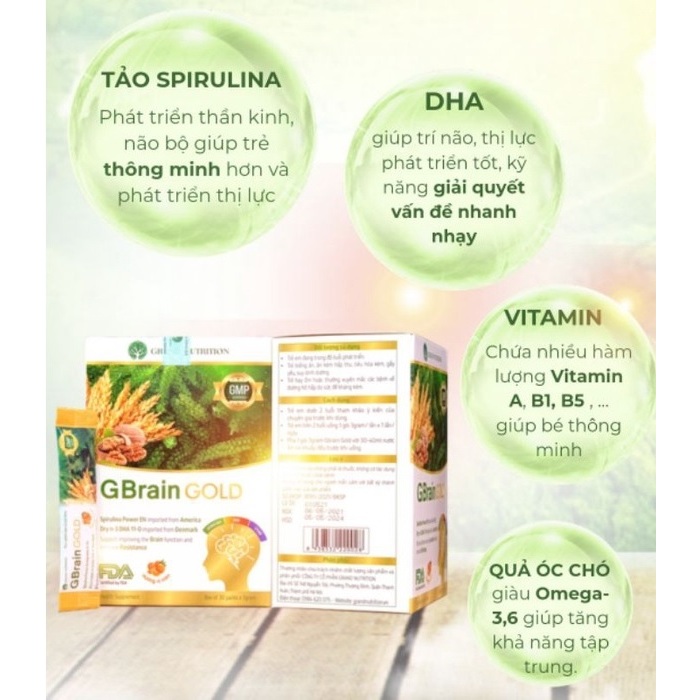 Cốm trí não gbrain gold hộp 30gói