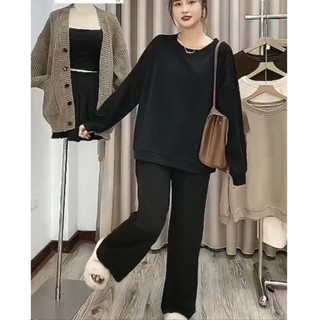 Bộ Đồ Ngủ Dài Tay Dáng Rộng Họa Tiết Mặt Cười Xinh Xắn Dành Cho Nữ
