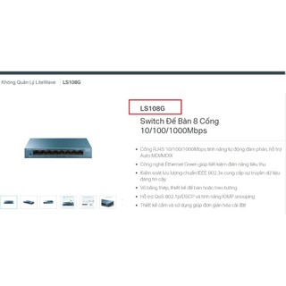 Bộ Chia Mạng Switch Để Bàn 8 cổng Gigabit ( LS108G , TL-SG108 )  Tp-Link