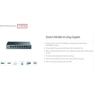 Bộ Chia Mạng Switch Để Bàn 8 cổng Gigabit ( LS108G , TL-SG108 )  Tp-Link