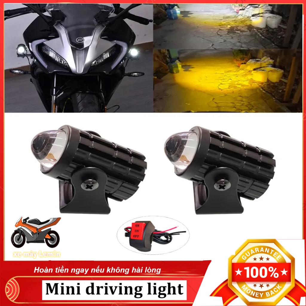 Đèn Pha LED Xe Máy Thông Dụng Ống Kính Máy Chiếu Ống Kính Hai Màu ATV Xe Tay Ga Lái Xe Cho Cafe Racer Đèn Chiếu Sáng Phụ