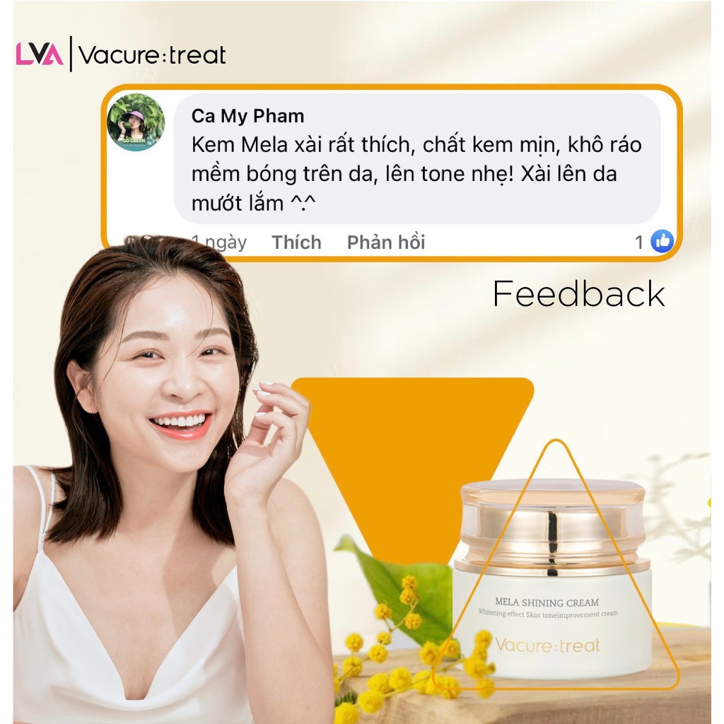 Kem Dưỡng Trắng Da Chuyên Sâu, Ngừa Thâm Nám Vacure:treat Mela Shining Cream 60g