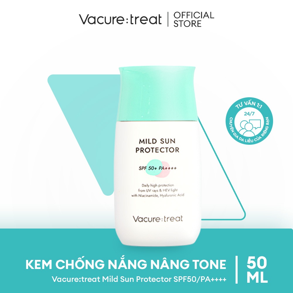 Kem chống nắng nâng tone Vacure:treat Mild Sun Protector SPF50/PA++++ 50 ml