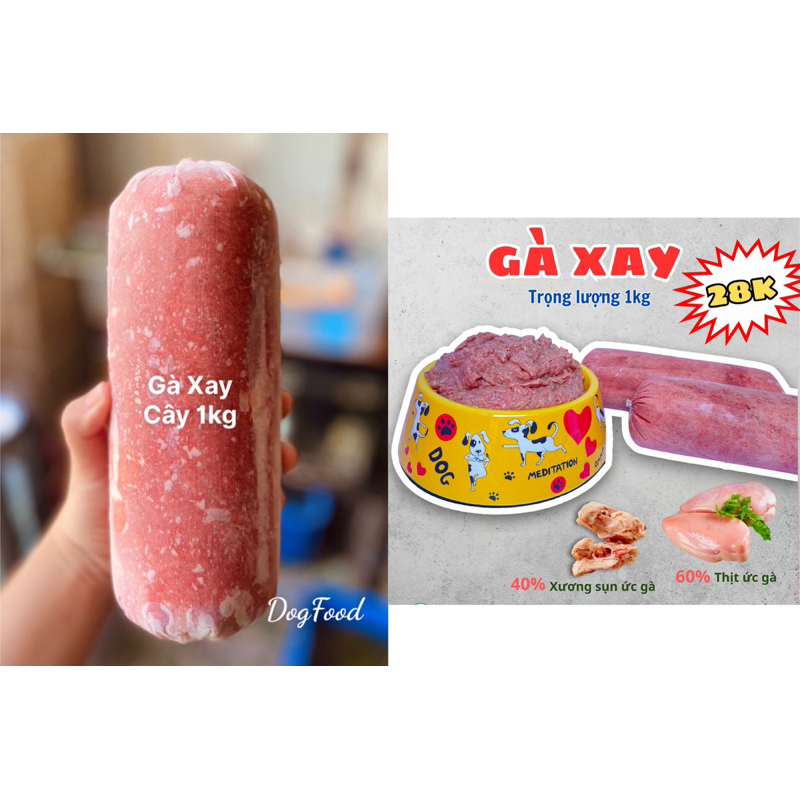 GÀ XAY CƠ BẢN cây 1Kg/ THỨC ĂN TƯƠI CHO CHÓ MÈO