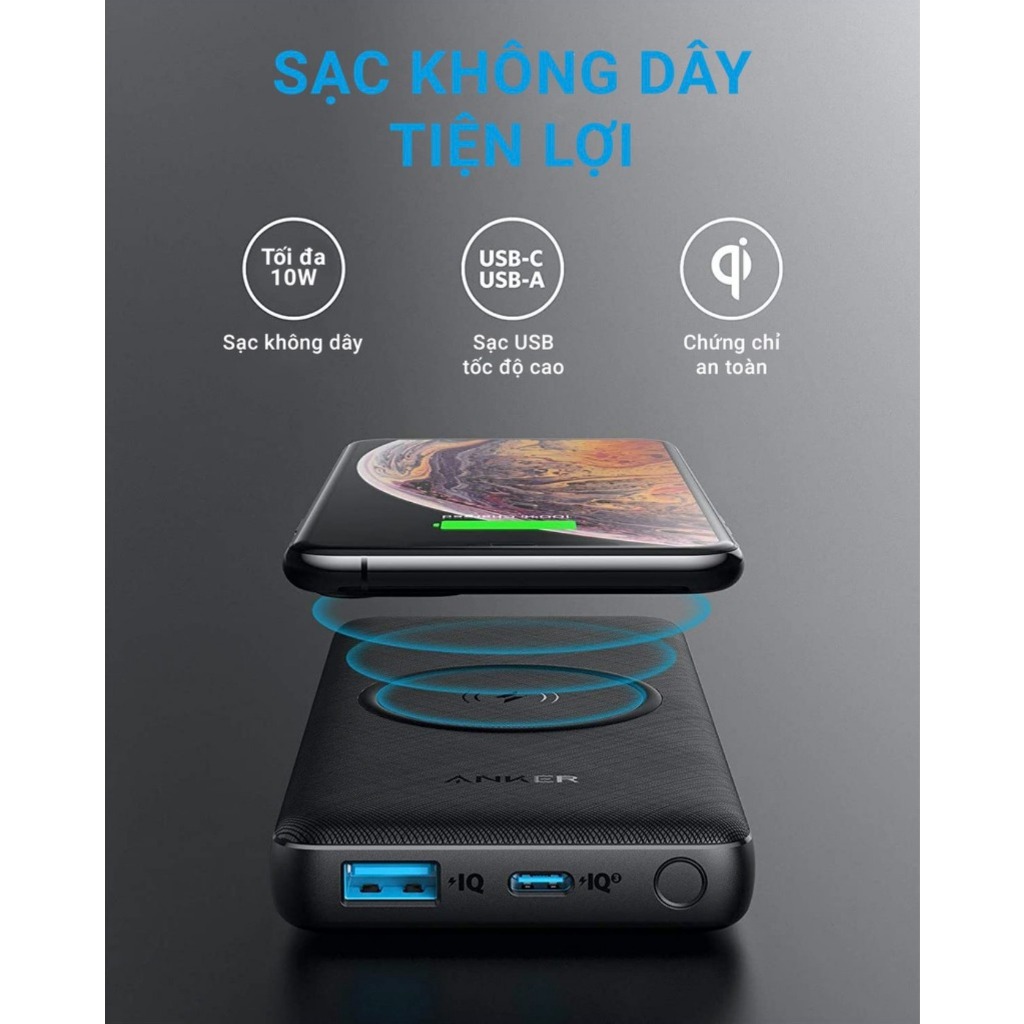 Pin Sạc Dự Phòng Anker A1245 PD 20W / A1617 10000mAh, A1617 Sạc không dây 10W/7.5W/5W,