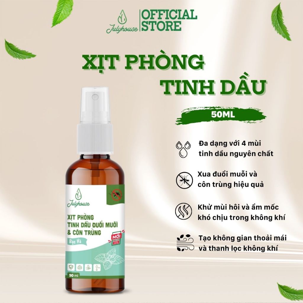 Bình xịt tinh dầu đuổi muỗi bạc hà 50ml JULYHOUSE