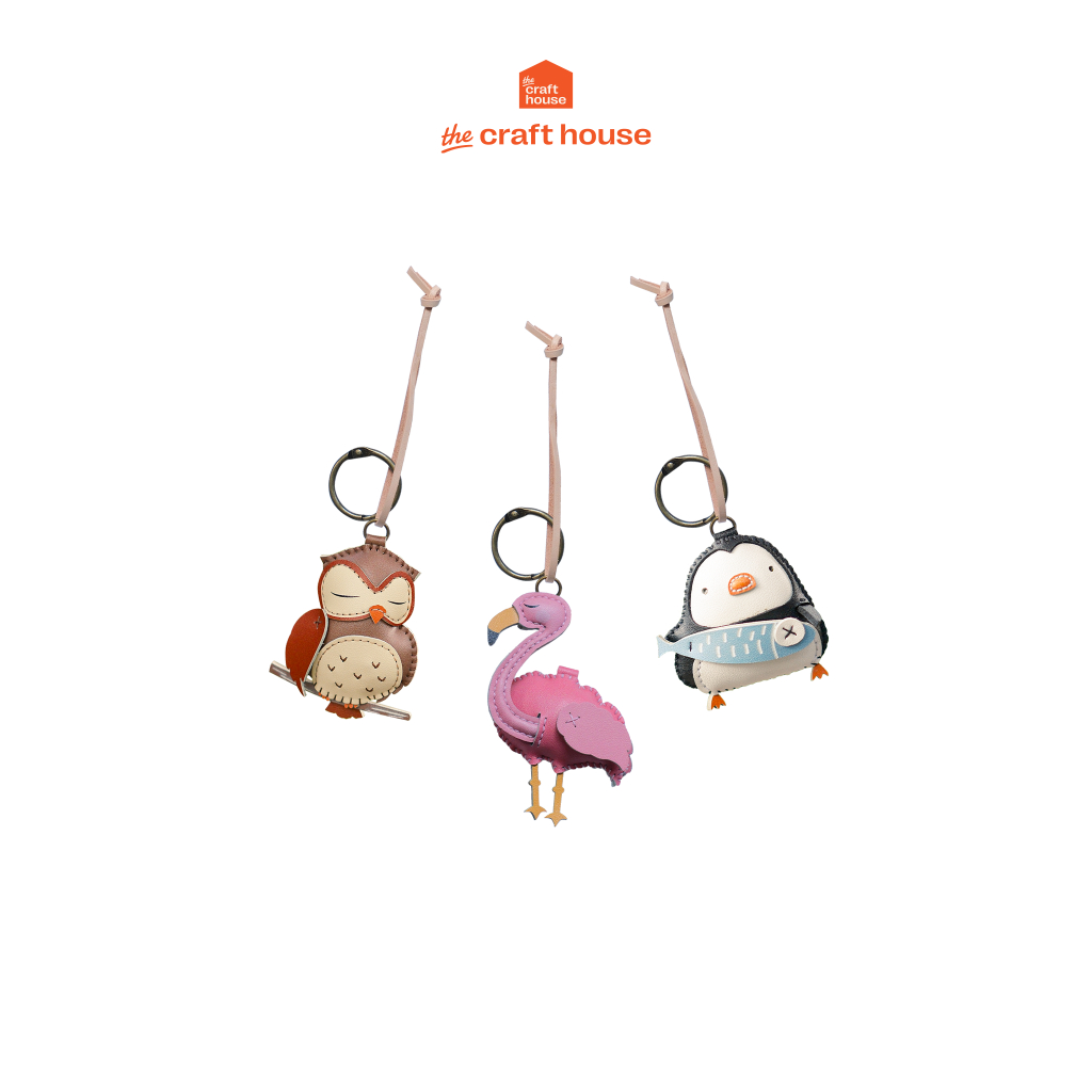 Móc khóa túi xách, balo, chìa khóa thiết kế thú bông dễ thương chất liệu da được làm hoàn toàn thủ công The Craft House