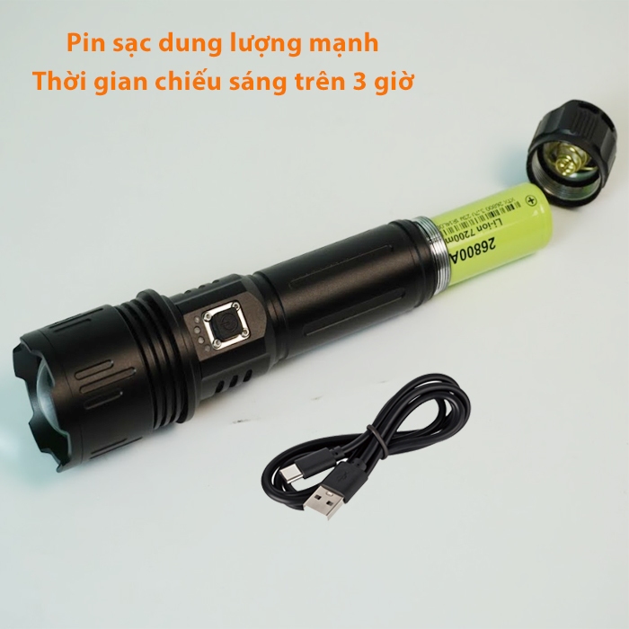 Đèn pin chiếu xa chống nước KC30 KIMCEL đèn sạc pin trâu