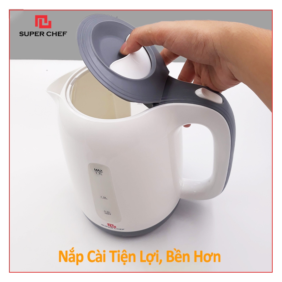 Bình Đun Siêu Tốc Super Chef Nhựa 1.7l , Bảo Hành 1 Năm Siêu Tiện Lợi