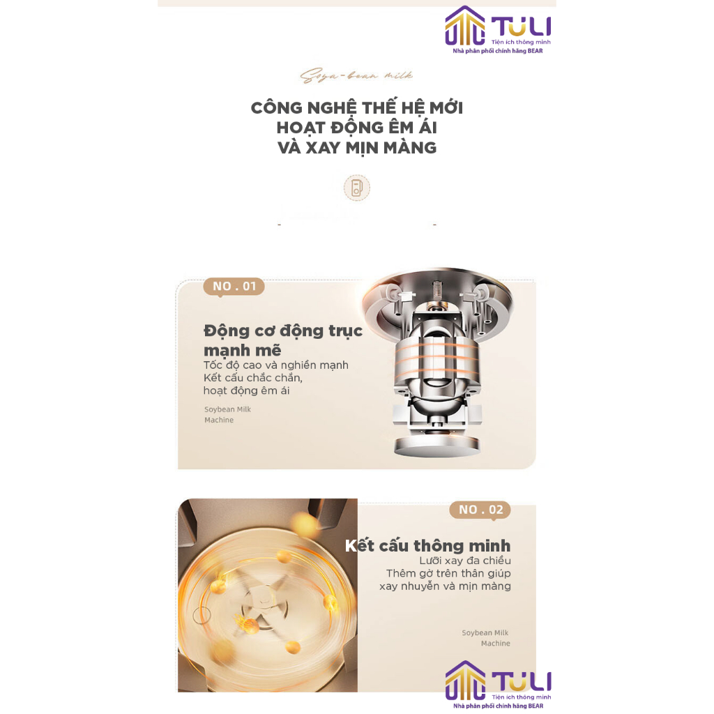 Máy nấu sữa hạt mini đa năng 0.6L Bear DJJ-D06X3 - Công suất 600W- 5 chức năng nấu- Ít ồn- Hàng chính hãng- BH 18 tháng