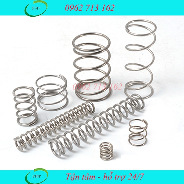 Lò xo nén phi 3, 4, 5, 6, 7, 8, 10 dài 20mm sợi 0.5mm chất liệu inox 304 không gỉ siêu đẹp