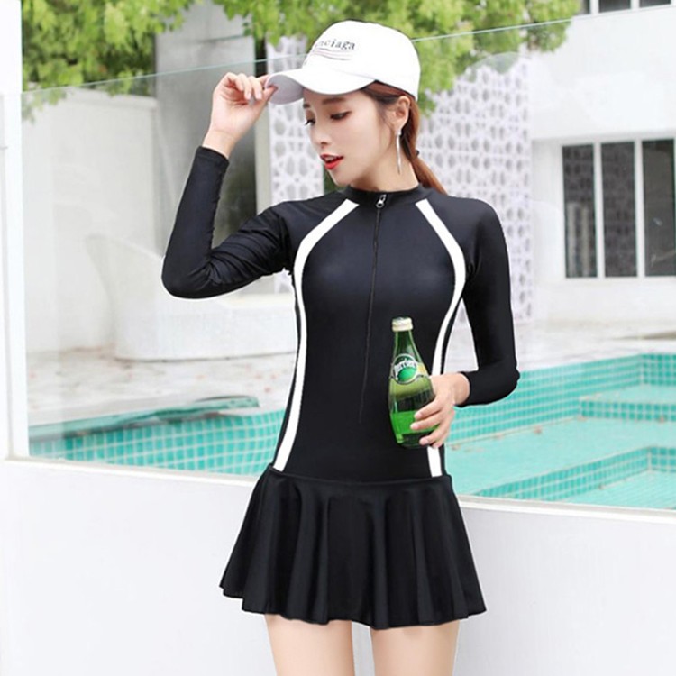 Đồ bơi nữ bikini 1 mảnh dài tay dáng váy có quần trong kín đáo VAKOMA TT126