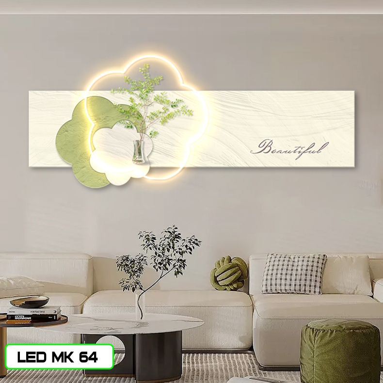 Tranh Tráng Gương Kết Hợp Mica Đèn Led Decor, Tranh treo phòng khách đẹp hiện đại ,Tranh treo đầu giường phòng ngủ