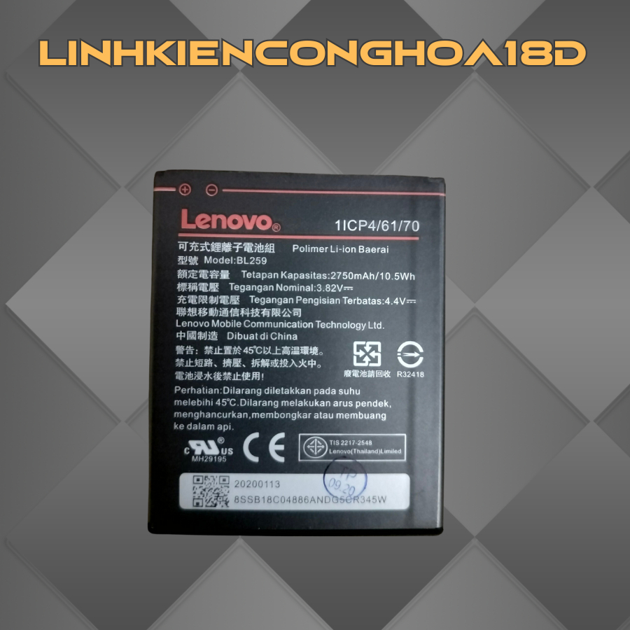 Pin điện thoại Lenovo BL259 2750mAH hàng new