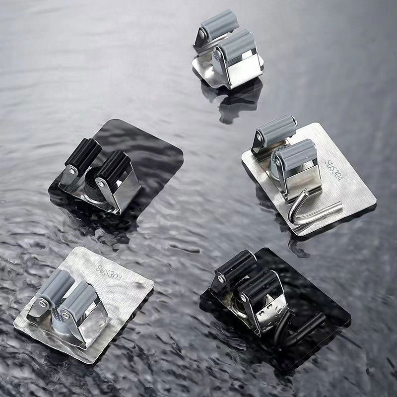 Móc treo cây lau nhà inox 304 chống gỉ sét dán tường 2 trong 1. Lusen MG03