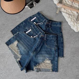 Quần short Nữ Rách 2 màu Nhạt- Đậm Mã