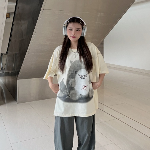 Áo Thun Tay Lỡ Unisex Local Brand FUNT STUFFED SHARK -BE WARMGREY,Áo Phông Nam Nữ Chất Cotton Phong Cách Hàn Quốc.