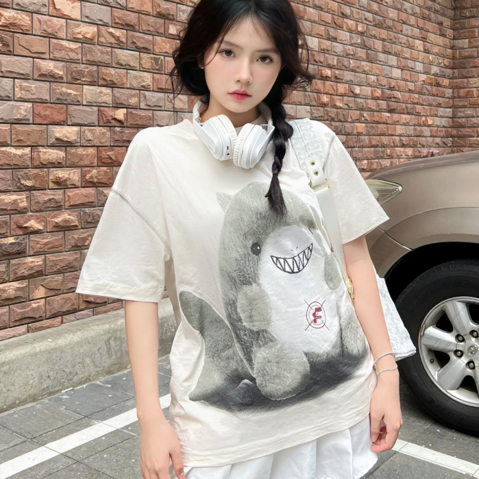 Áo Thun Tay Lỡ Unisex Local Brand FUNT STUFFED SHARK -BE WARMGREY,Áo Phông Nam Nữ Chất Cotton Phong Cách Hàn Quốc.