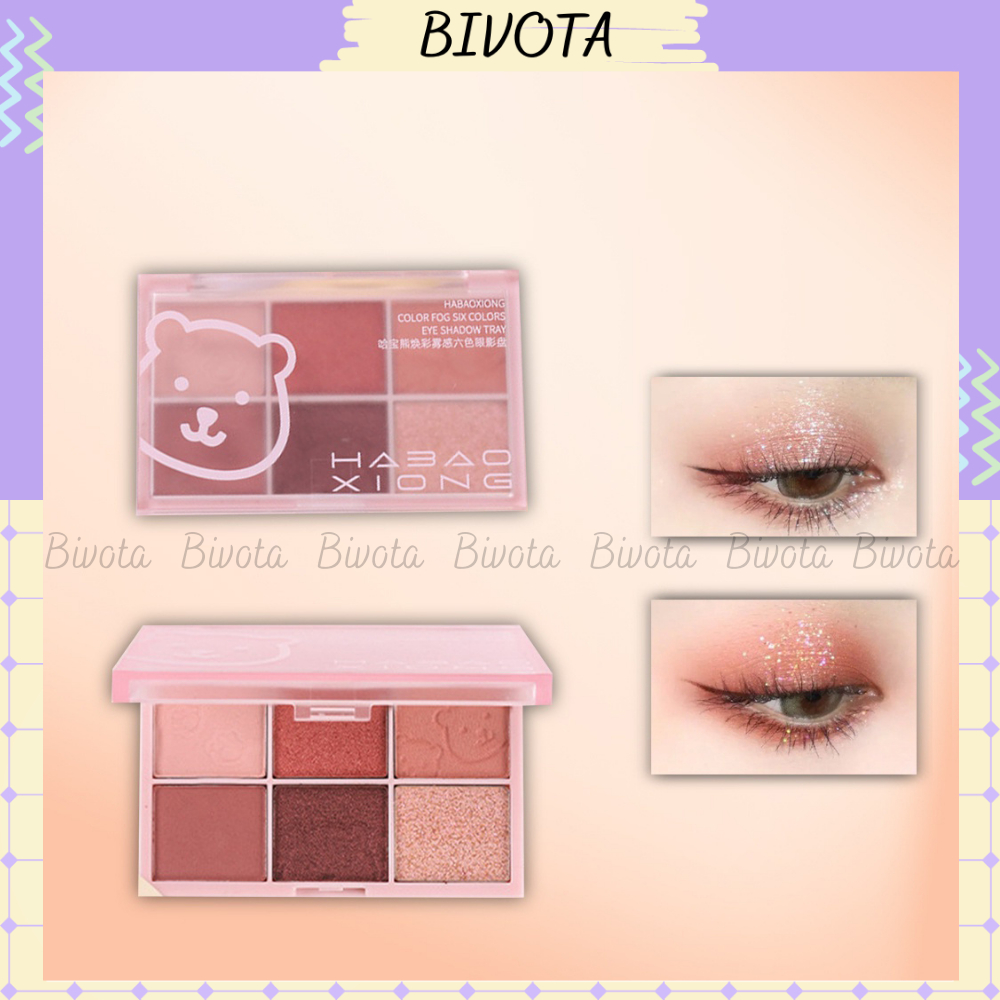 Phấn mắt Bivota bảng phấn mắt 6 ô màu nhẹ nhàng cực đẹp phong cách Hàn Quốc PM11
