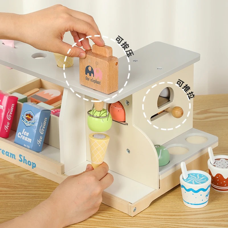 Bộ đồ chơi quầy kem bằng gỗ cho Bé