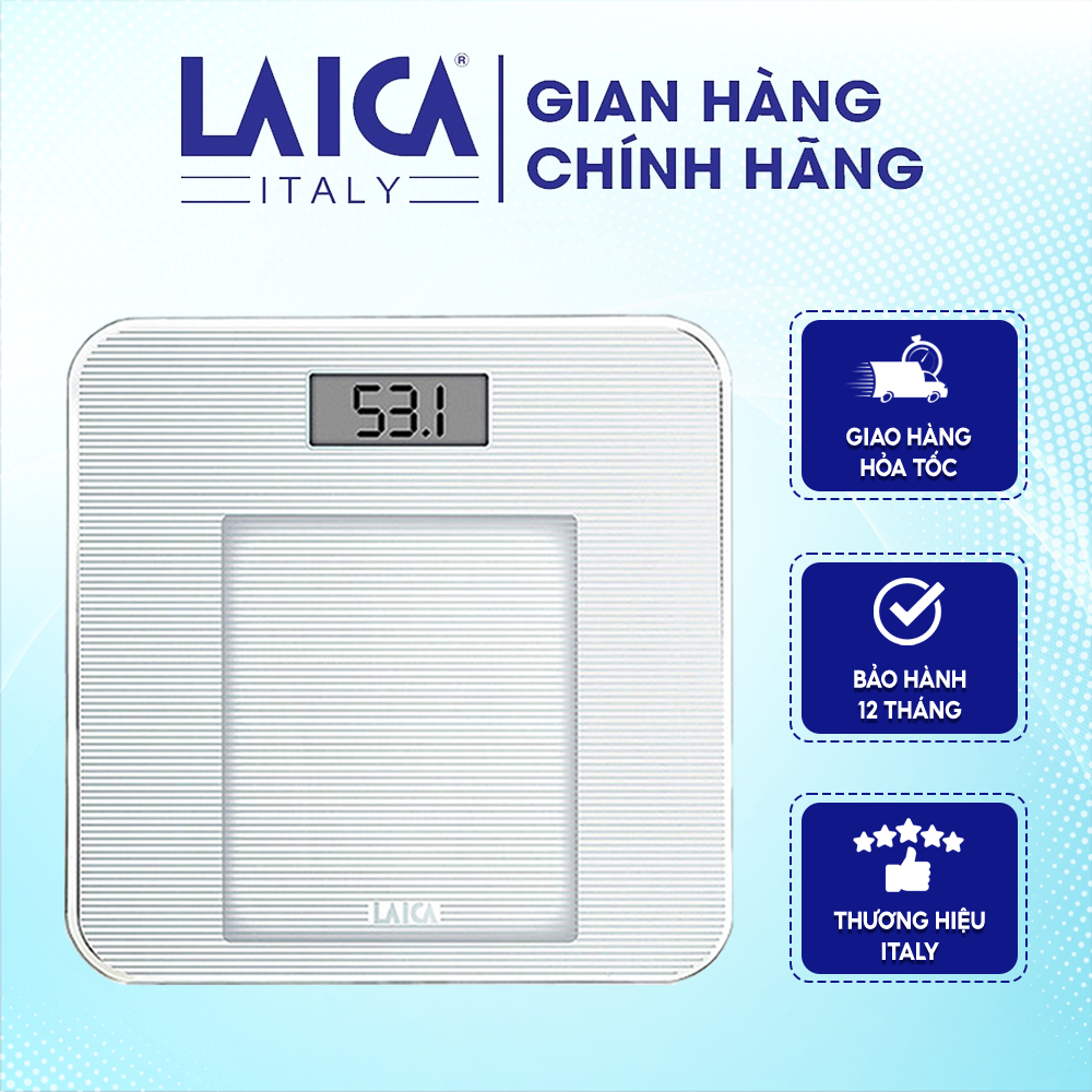 Cân điện tử Laica PS1036 Cân sức khỏe mặt kính dày 8mm