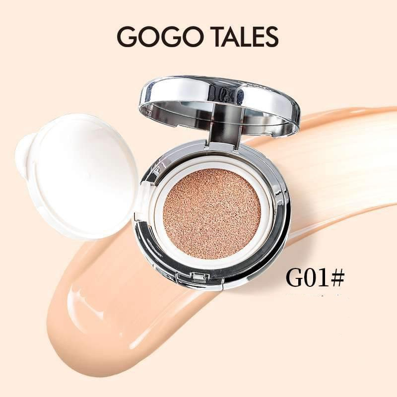 Phấn nước Cushion Gogotales vỏ bạc tráng gương kèm lõi thay thế và túi rút nhung đáng yêu GT524
