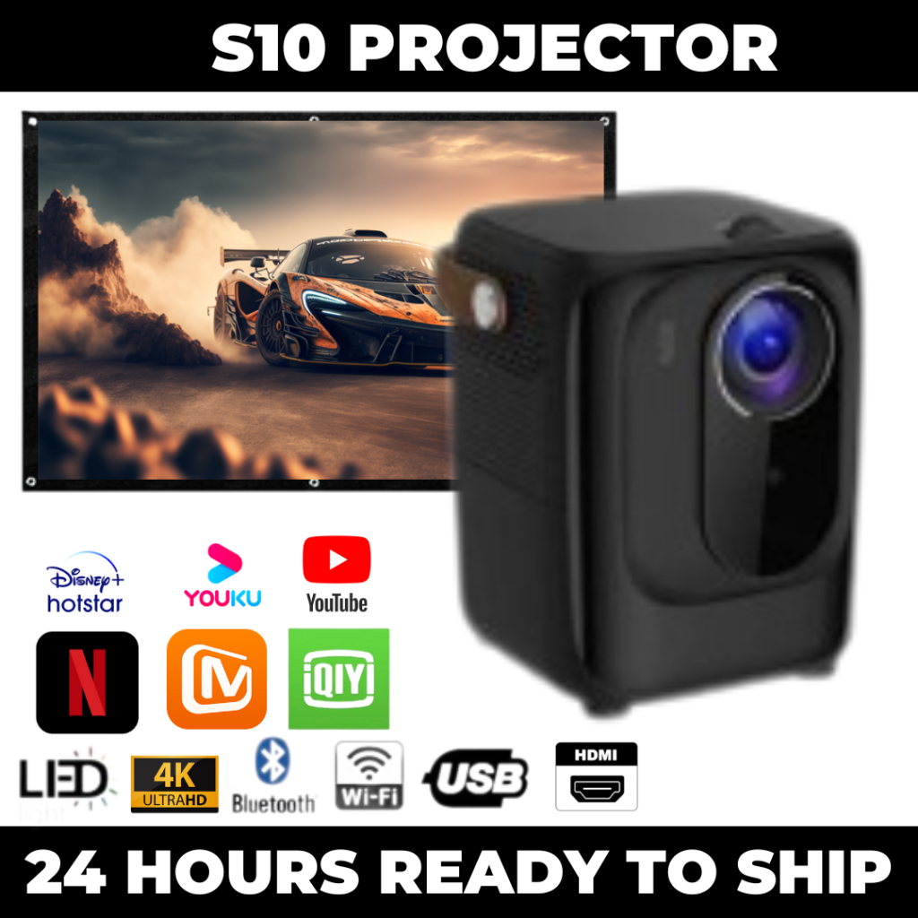 S10 PRO 5G Portable Wireless Mini Projector 4K UHD WIFI Android 6.0 Home Theater