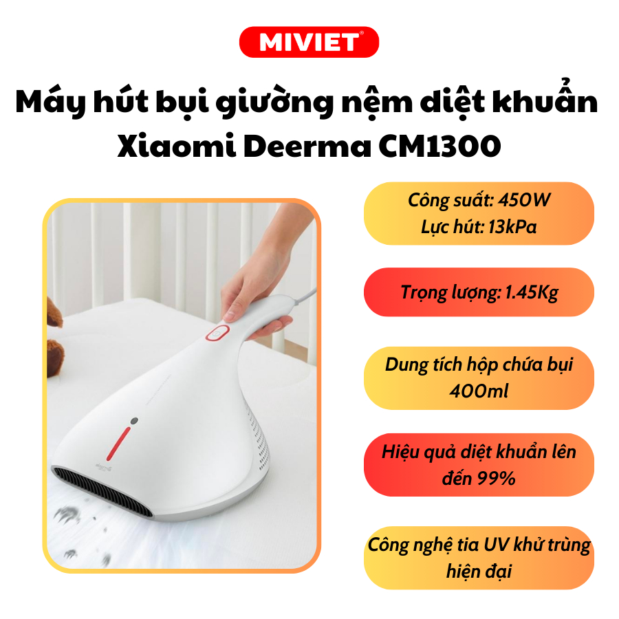 Máy Hút Bụi Giường Nệm Sofa Diệt Khuẩn UV Xiaomi Deerma CM800 - BH 12 tháng - MiViet
