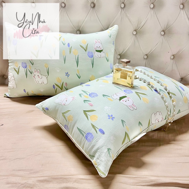 Gối Nằm Ngủ,Gối Ôm Vải Đũi Cotton Bông Xơ Đậu Nành Mềm Mịn,Thoáng Mát Kích Thước 45x65cm