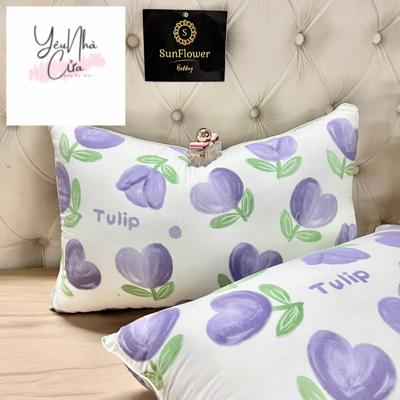 Gối Nằm Ngủ,Gối Ôm Vải Đũi Cotton Bông Xơ Đậu Nành Mềm Mịn,Thoáng Mát Kích Thước 45x65cm