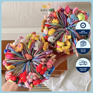 Set 100 dây buộc tóc cho bé gái thun mềm không đau tóc mix màu mẫu ngẫu nhiên