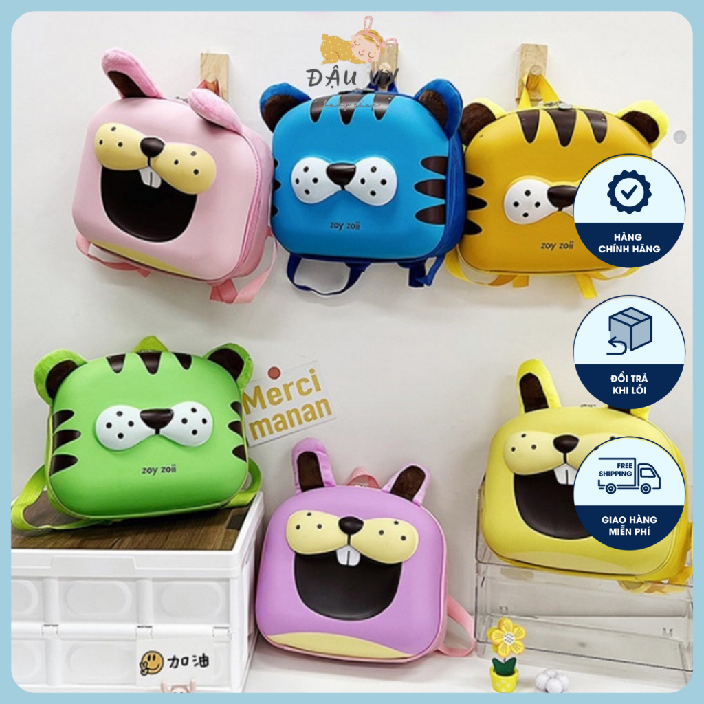 Balo cho bé đi học mẫu giáo Đậu Vy Shop siêu nhẹ chống thấm nước, Cặp sách hình thú cho bé nhựa ABS cao cấp