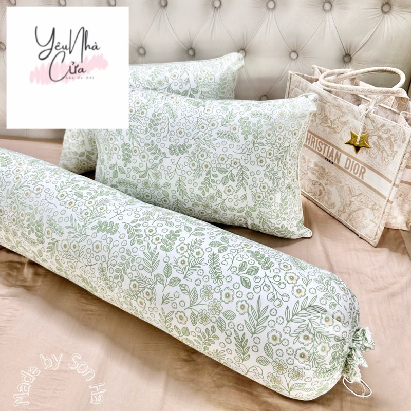 Gối Nằm Ngủ,Gối Ôm Vải Đũi Cotton Bông Xơ Đậu Nành Mềm Mịn,Thoáng Mát Kích Thước 45x65cm