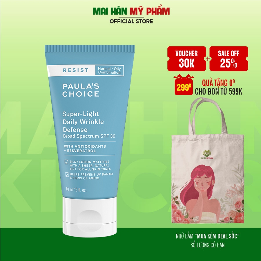 Kem chống nắng đa năng Paula’s Choice SuperLight Daily Wrinkle Defense SPF30 60ml