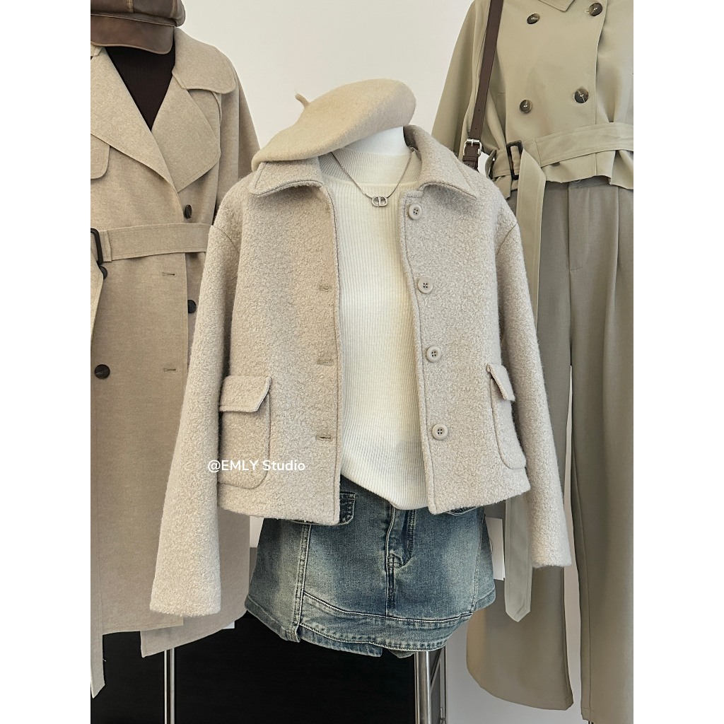 Áo dạ tweed dáng ngắn phong cách thanh lịch sang chảnh hàng QCL1