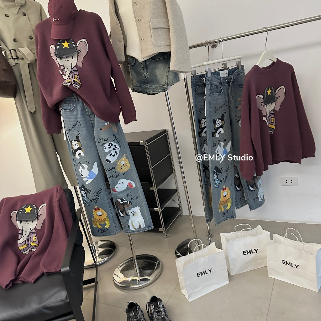 Áo len lông thỏ họa tiết đáng yêu ngọt ngào hàng QCL1