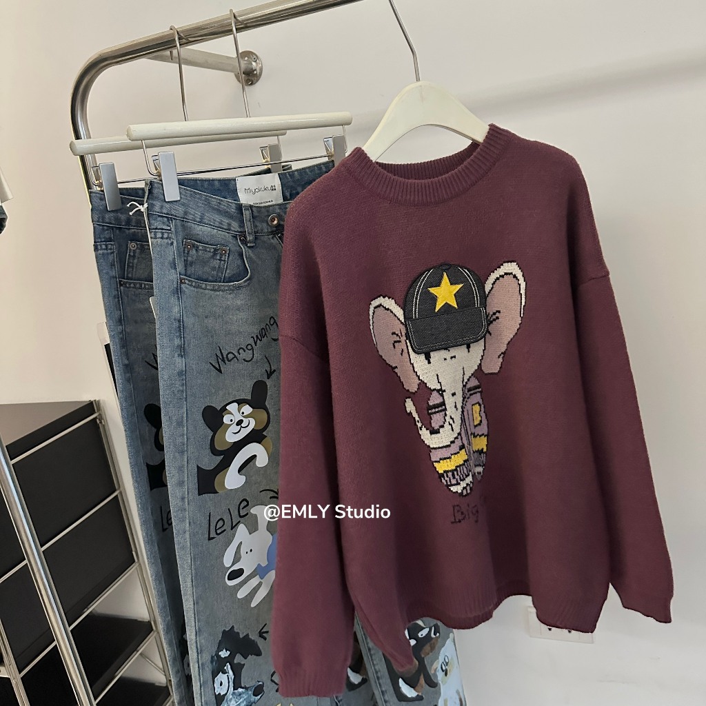 Áo len lông thỏ họa tiết đáng yêu ngọt ngào hàng QCL1