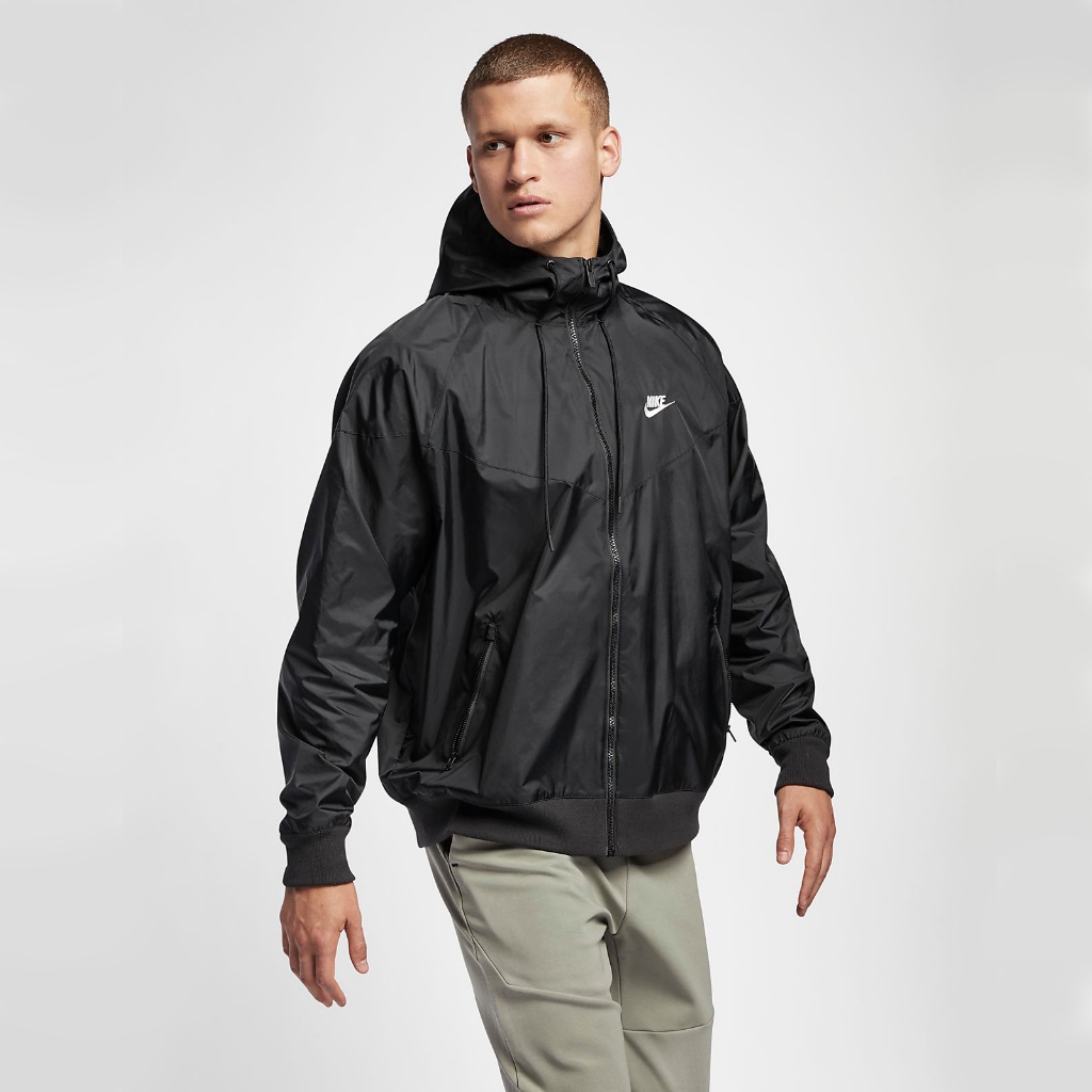 NinekeOnstock - Áo Khoác Gió Nam, Áo Khoác Nike Windrunner Hooded Full Zip Jacket - Đen