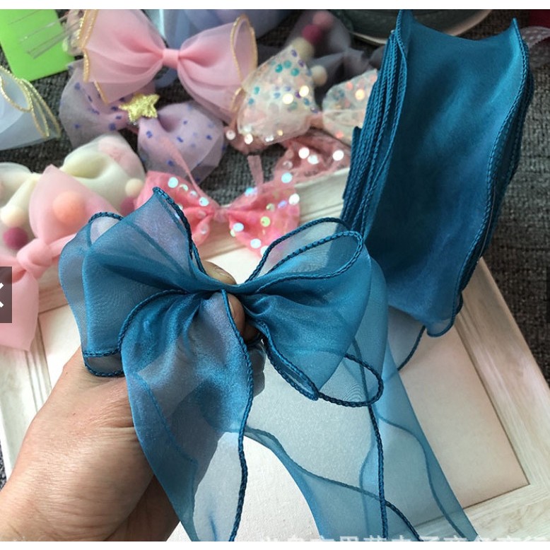 Ruy Băng Đuôi Cá 9m - Ruy Băng Voan Viền Sóng Trang Trí Bánh Kem - Ruy Băng Bó Hoa