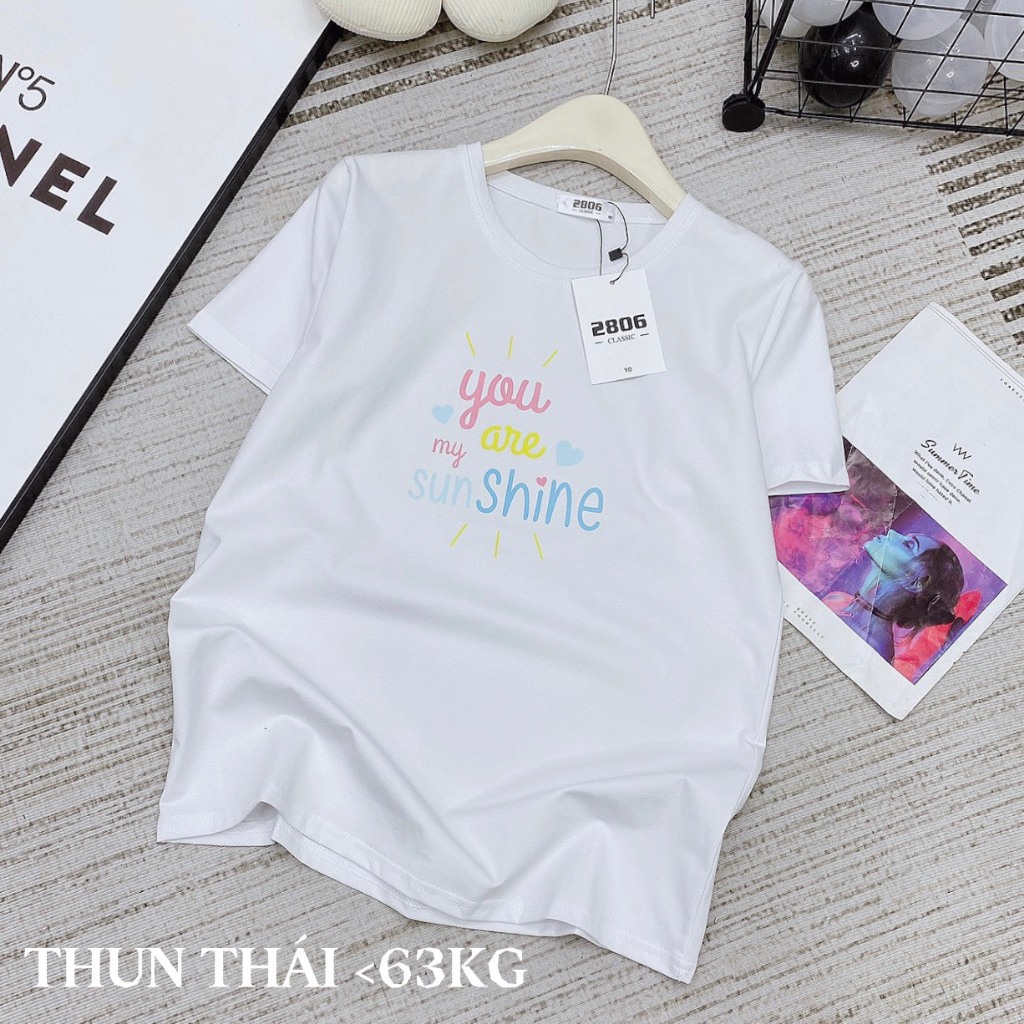 Áo thun thái form rộng in chữ vải mịn mát
