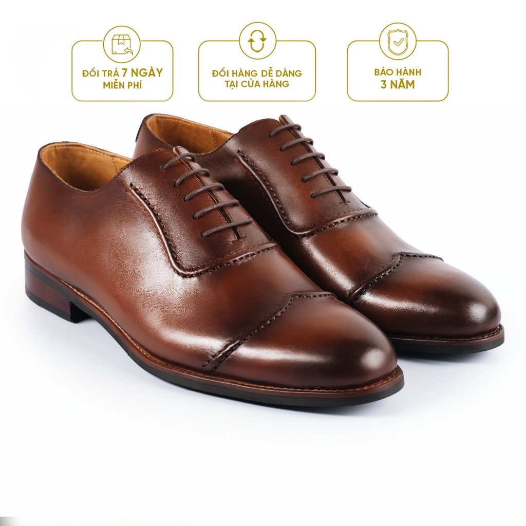 Giày Tây Cao Cấp DOUBLE STITCHES OXFORD - OF22 - Da Bò Ý Lót Trong Da Bò Mộc - Thương hiệu Be Classy