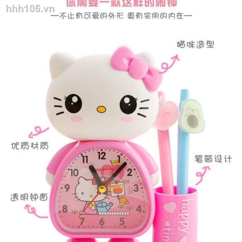 Đồng hồ báo thức mèo kít ty có đựng bút