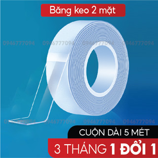 Băng keo siêu dính trong suốt acrylic 2 mặt dán mọi bề mặt cố định đồ vật treeo cao, treo cục wifi, treo ổ điện DOJA